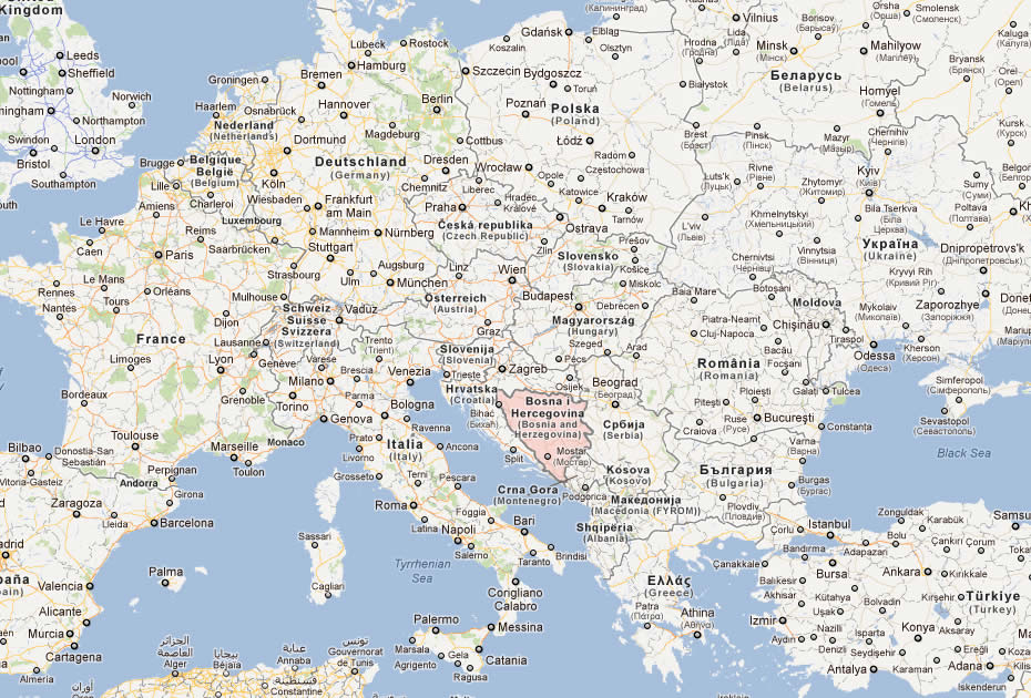 carte du Bosnie Herzegovine europe